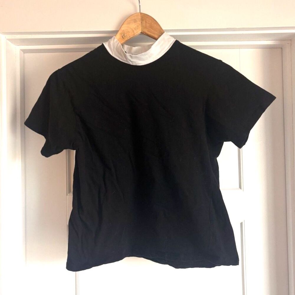 KIMHĒKIM Cotton Contrast Ringer T Shirt Black White Size XS/S